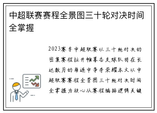 中超联赛赛程全景图三十轮对决时间全掌握
